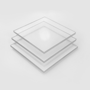 Clear PETG sheets stacked on top of each other, creating a transparent and orderly arrangement.
