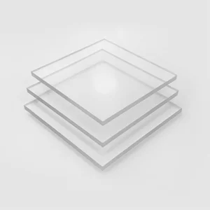 Clear PETG sheets stacked on top of each other, creating a transparent and orderly arrangement.