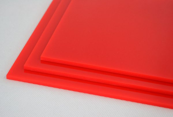 100% Recycled Red Greencast Acrylic Sheet (Gloss Finish)