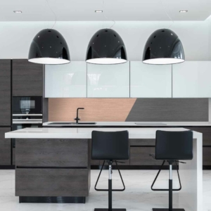 Brushed Rose Gold / Anthracite Dibond Aluminium Composite Splashback