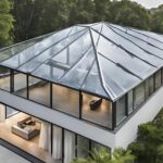 Modern house with clear acrylic roof.