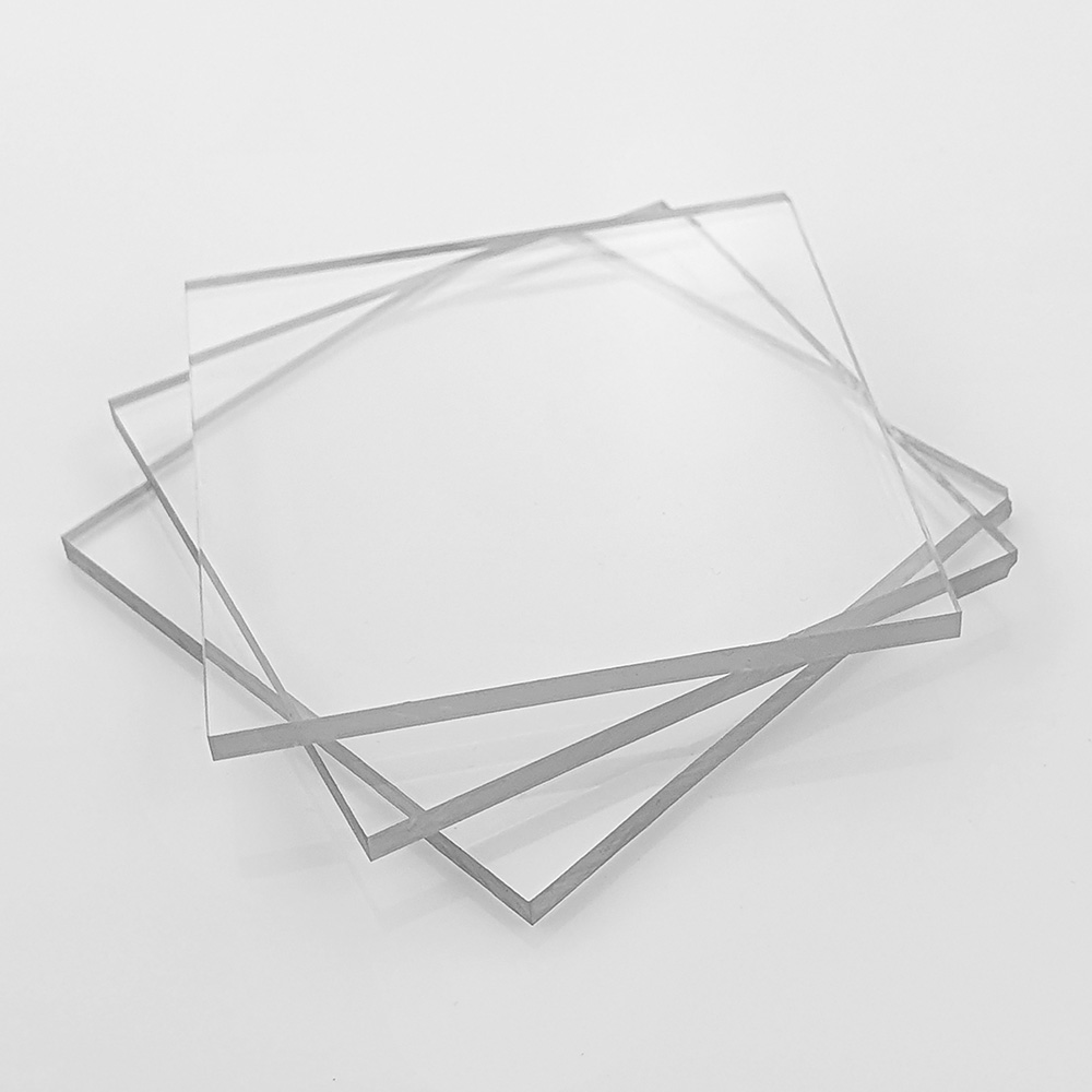 A close up of some stacked scratch resistant polycarbonate sheets.