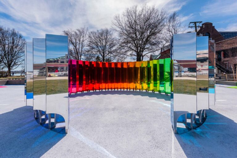 A multi-coloured acrylic mirror display.