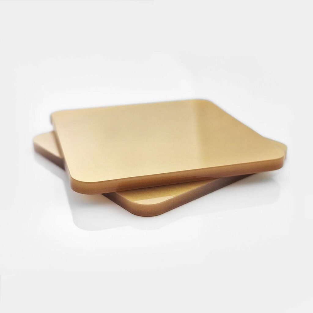 Some stacked gold metallic IRO greencast acrylic.