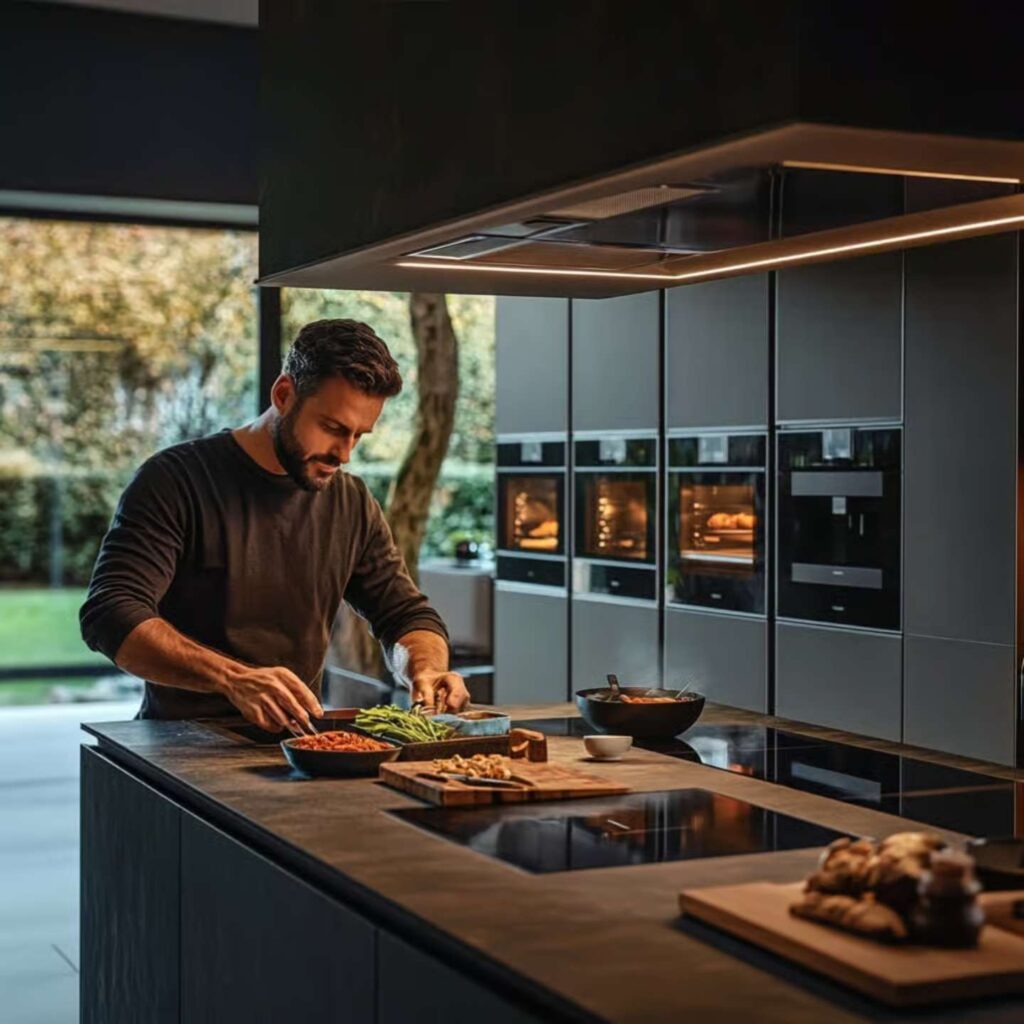 A man cooking in his kitchen.