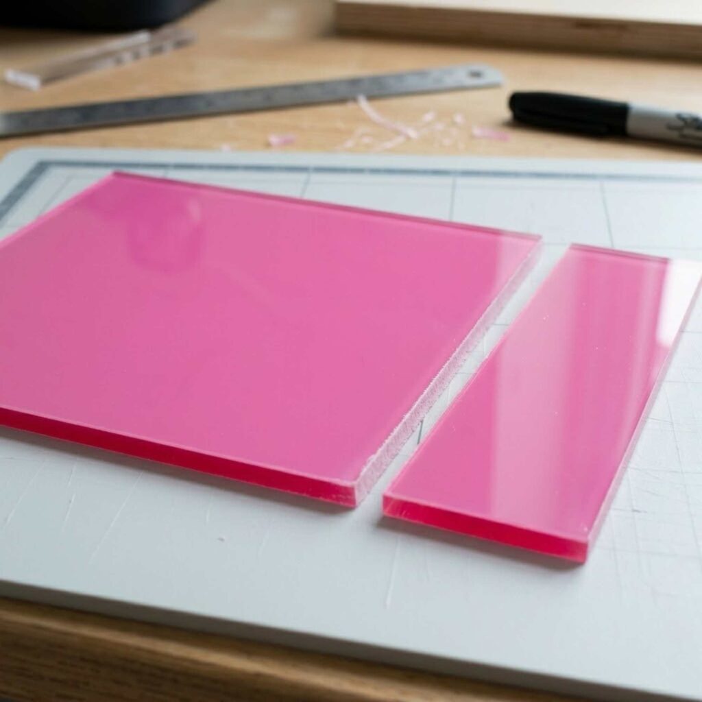 A piece of pink acrylic cut down the edge.